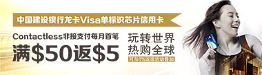 龙卡信用卡Visa单标识芯片卡境外contactless非接支付返现优惠
